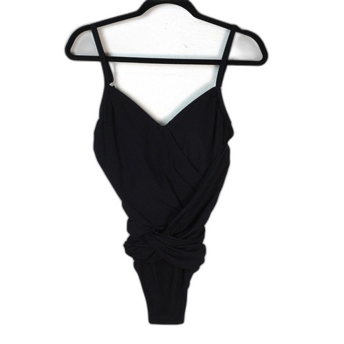 NWT Gottex Lattice Black V-Neck One Piece Swimsuit Sz 8 Timeless Swim Beach