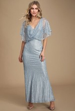 Lulu's | Bliss Delight Light Blue Lace Flutter Sleeve Maxi Dress