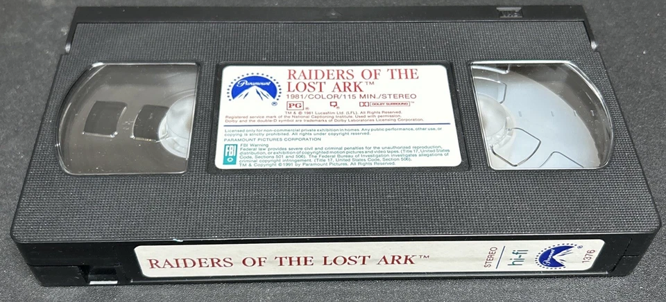Raiders of the Lost Ark VHS Harrison Ford Karen Allen Paul Freeman Ronald Lacey - Image 3 of 4