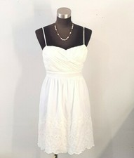 CHARLOTTE RUSSE Ivory Lace Pleated Bust Dress Lined Adjustable Straps Size Med