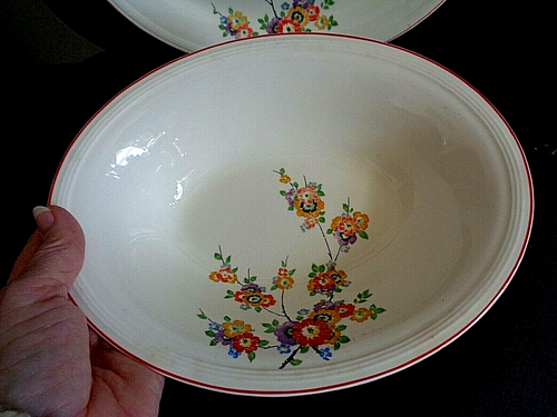 EDWIN M. KNOWLES VTG.🌟SEMI VITREOUS🌟PLATTER & VEG.SERVING BOWL-U.S.A.🌟ESTATE - Picture 3 of 8
