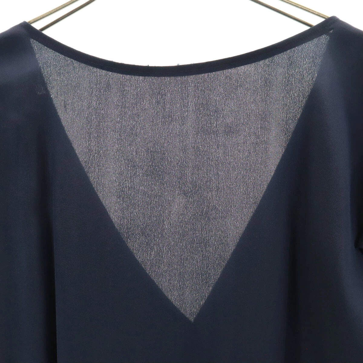 MIU MIU MIUMIU seta manica corta arricciato pezzo unico 42 blu navy manica francese donna