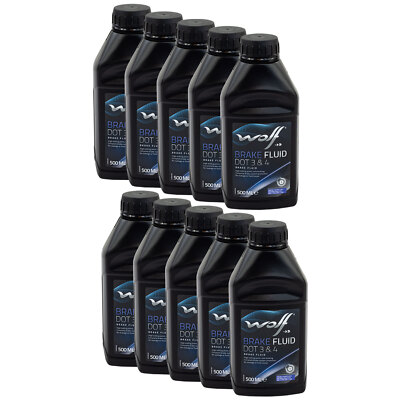 Bremsflüssigkeit WOLF BRAKE FLUID 5039 DOT 3&4 10 X 500 ml Brems Bremse bremsen