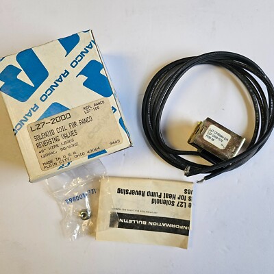 Ranco L27-2000 reversing valve coil, repl. L27-100 48'' wire leads 120VAC 50/60HZ