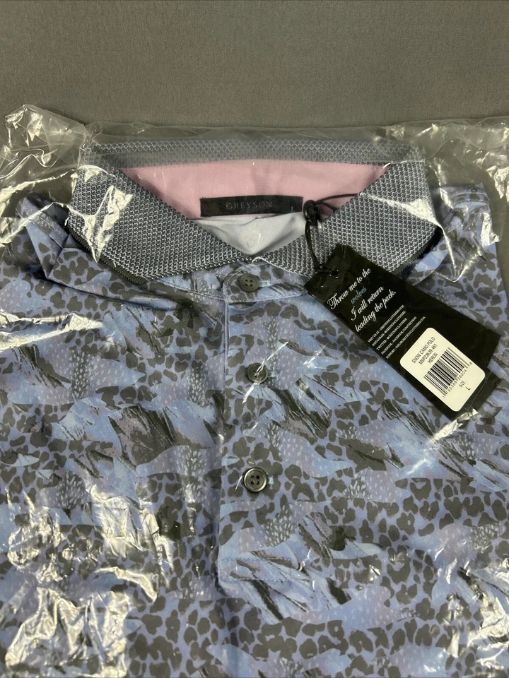 Camisa de golf Greyson polo estampado camuflaje nieve grande garza azul poliéster nueva con etiquetas precio de venta sugerido por el fabricante $118 Foto 4 de 4