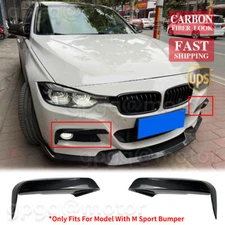For BMW 2012-18 F30 F31 Carbon Fiber Front Bumper Upper Trim Air Vent Cover Fang