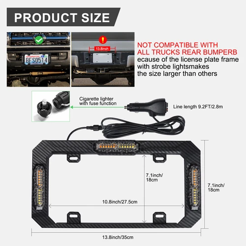 13.8" 36 LED License Plate Strobe Light 28 Flash Modes w/Pre-Installed Cable USA - Bild 6 von 13
