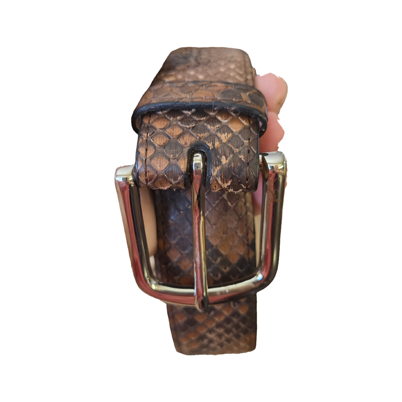 Tecovas Exotic Brown Tan Python Snakeskin Leather… - image 2