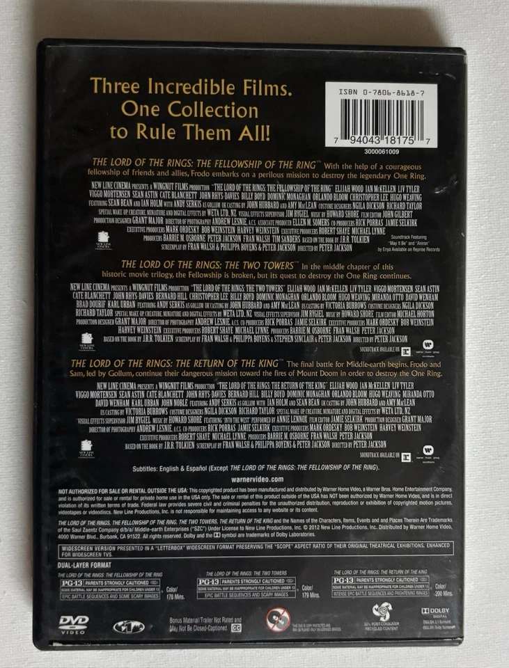 Lord Of The Rings 3 Film Widescreen Collection Theatrical Versions 3 DVD Set - Image 2 of 4
