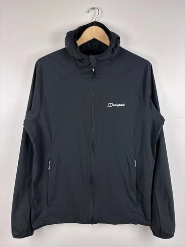 Mens Berghaus Hooded Jacket Windbreaker Outdoor Hiking Black Size L video thumbnail