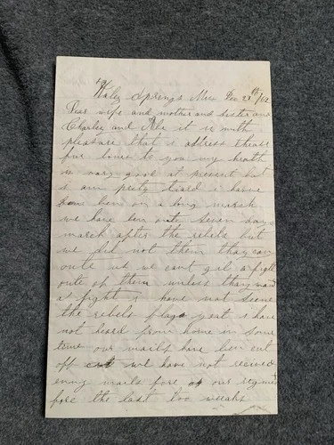 95th Illinois Infantry Civil War Letter  Holly Springs Mississippi Rebels Cut RR