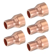 5Pcs Copper Reducer 1/2"x5/16" ID Reducing Copper Coupling Fitting Pipe Adapter