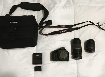 Canon EOS Rebel T6 Digital SLR Camera Kit Black Wi-Fi 18-55mm & 75-300mm Lenses