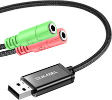 USB to 3.5Mm Jack TRS AUX Adapter for Built-In USB Sound Card with Separate Plug