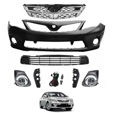 Front Bumper Cover Kit With Fog Lights Compatible with 2011-2013 Corolla Sedan