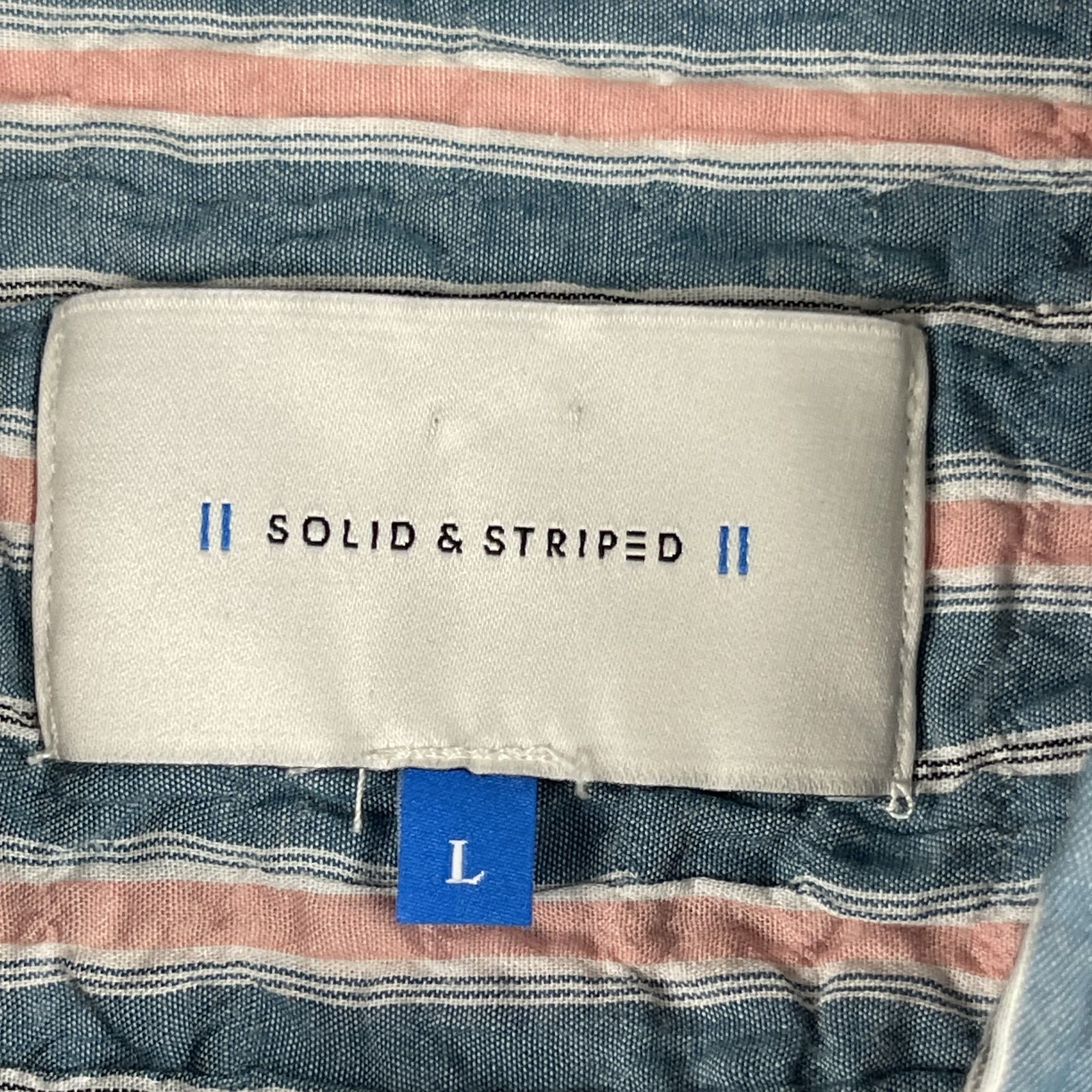 Solid & Striped Top Womens Large Seersucker Butto… - image 8