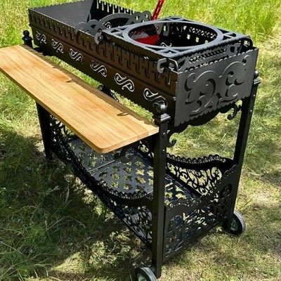 BBQ Grill Armada 2, 4mm Stahl, Grillwagen mit Trennwand, Mangal mit Räder