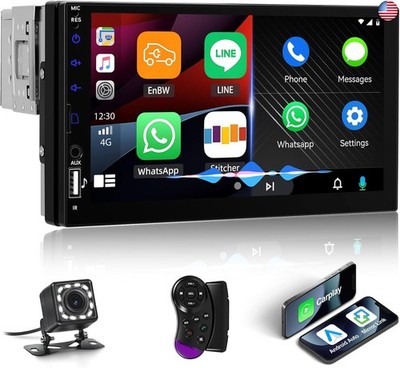 Single Din Car Stereo with Wireless Carplay&Android Auto,7'' 1 Din