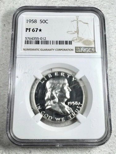 1958 50C PF 67 * Star Franklin Half Dollar 90% Silver Proof NGC Star Graded