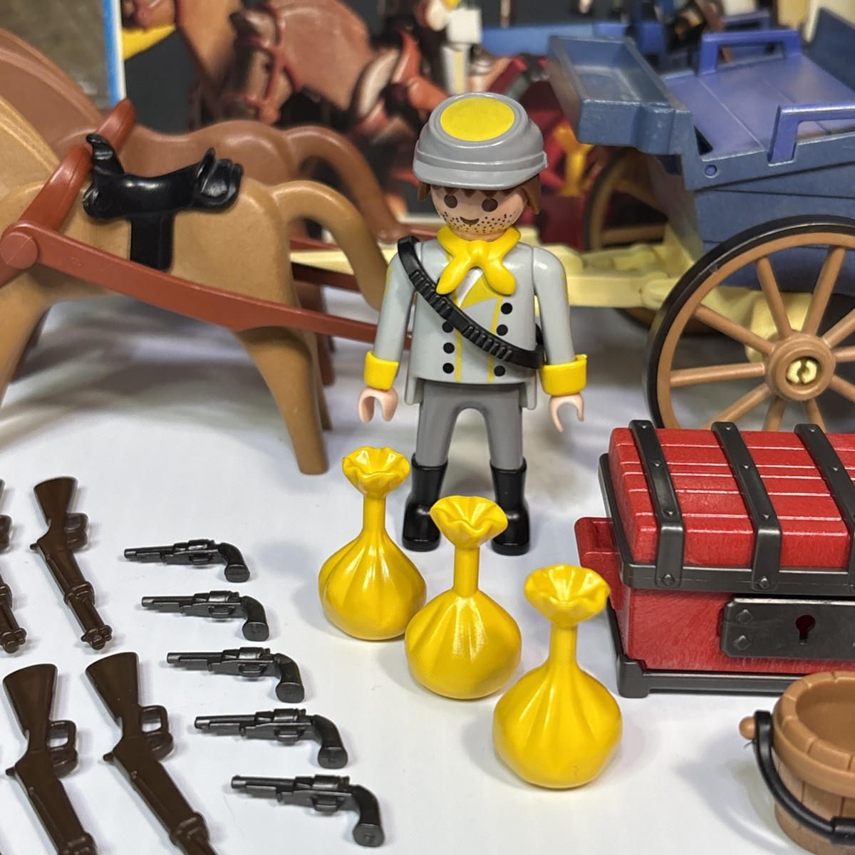 Playmobil 3785 Virginia Mountain Boys Covered Wagon Horses 1