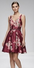 Sherri Hill Womens Wine/Burgundy Floral Cocktail Prom Dress Size 6 Rhinestone