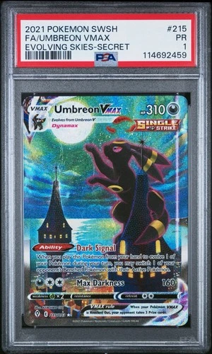 Pokemon Umbreon VMAX Alternate Art 215/203 Evolving Skies PSA 1 Moonbreon POP 56