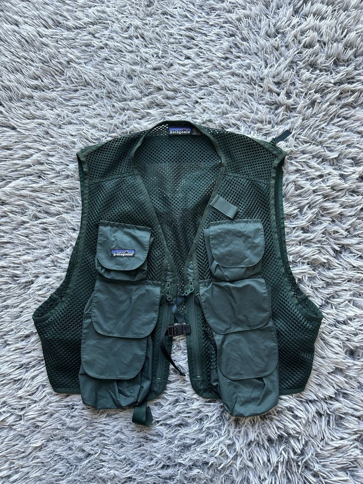 Chaleco Patagonia Mujer XL Verde Pesca con Mosca Malla Bolsillo Utilitario De Colección 82681 Foto 3 de 4