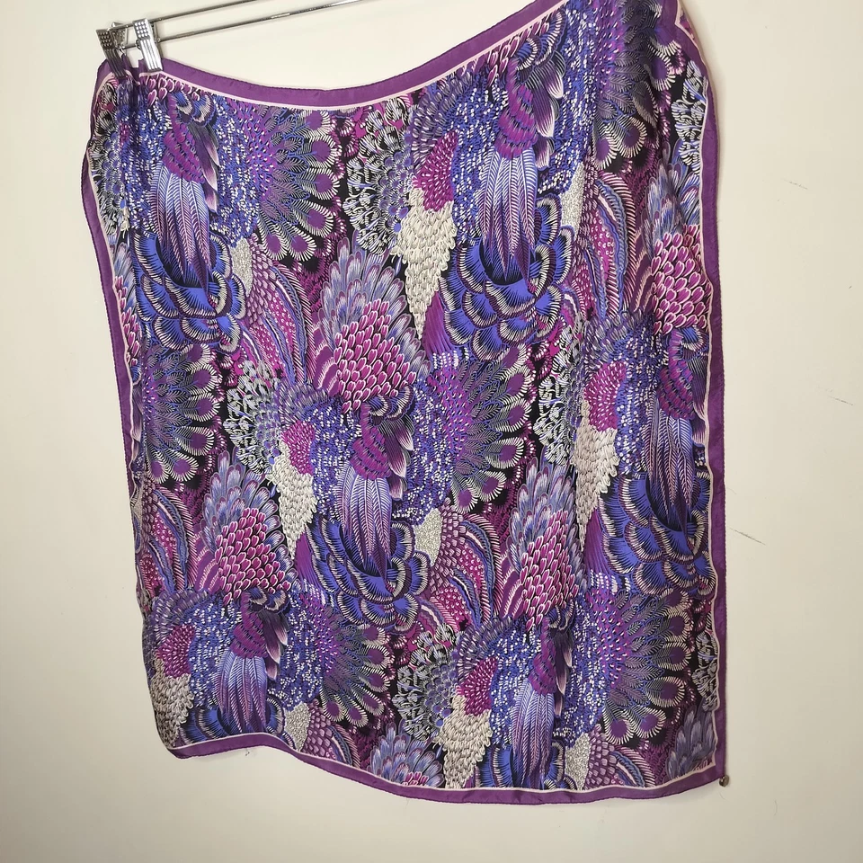 Bufanda Miel Vintage 100% Seda Floral Púrpura 30" x 30" Cuadrada Foto 3 de 4