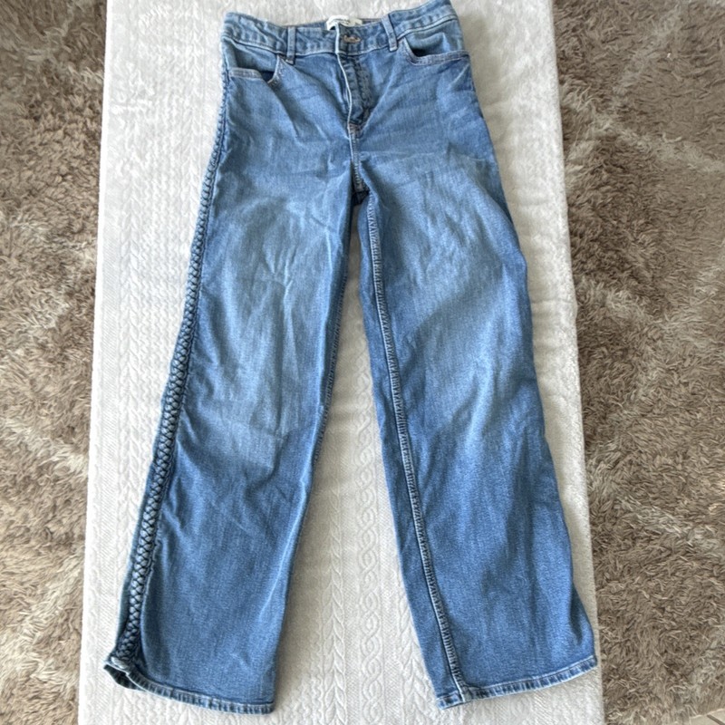 Abercrombie Girls 13/14 High Rise Wide-Leg Medium Wash Blue Denim Jeans