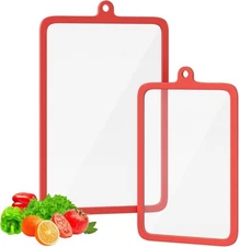Freshmage 2Pc Glass Cutting Board Set Non-Slip 15"x10" & 12"x8" Kitchen