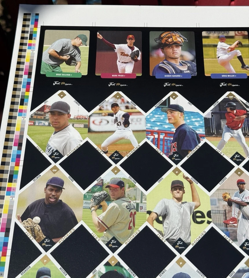 RARO! Hoja Just Memorabilia 2003 negra sin cortar 28x40 Hamels Felix Hernández Cano Foto 2 de 4