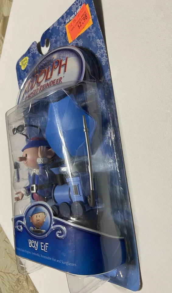 2003 Memory Lane Rudolph o Nariz Vermelho Rena Menino Elfo com Trem Desajustado Selado - Imagem 4 de 4