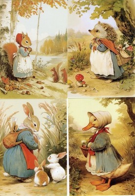 Blanc-Karten 4er Set * MÄRCHEN * Basierend auf Beatrix Potter * Scrapbooking- od