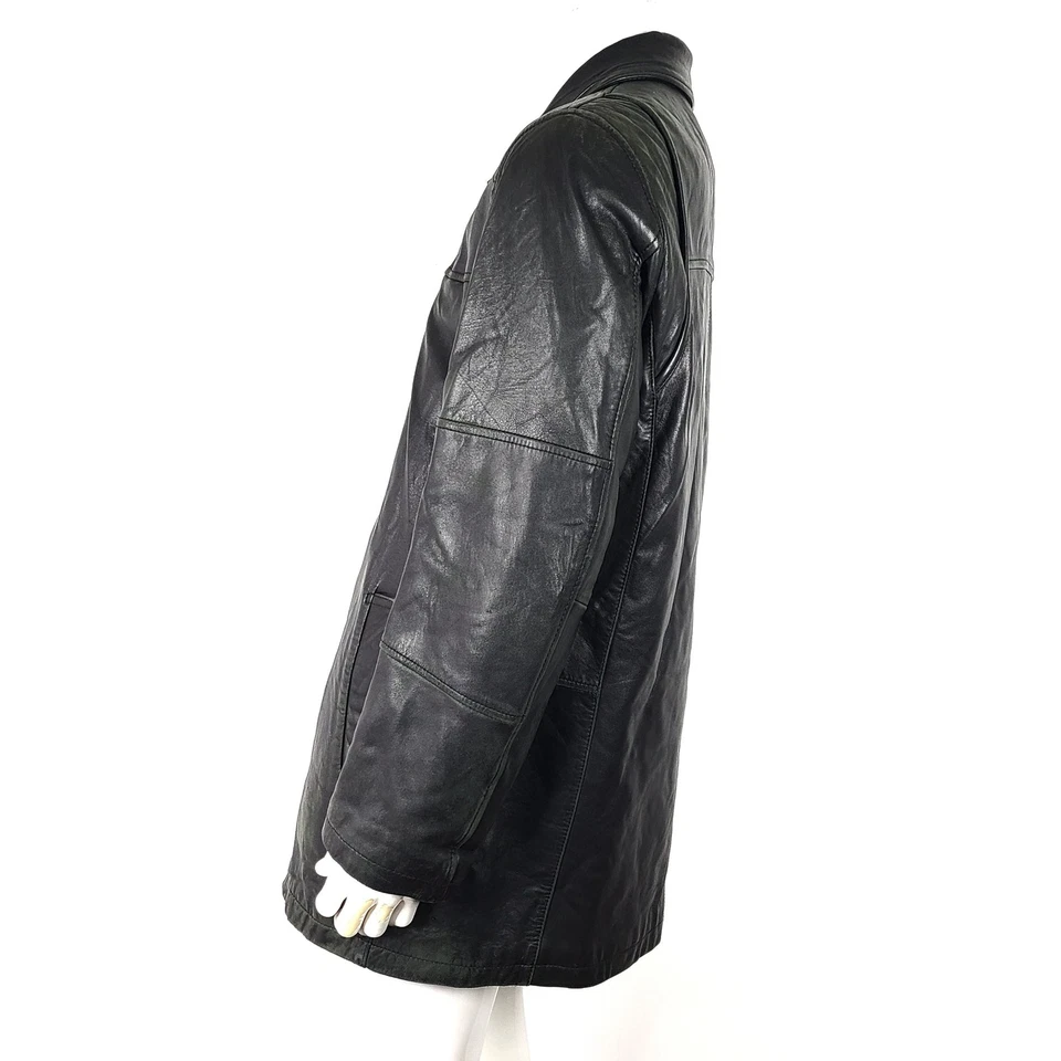 Chaqueta Danier Para Hombre Cuero Genuino Cremallera Completa Estilo 81890 Forrada Negra Talla M Foto 3 de 4