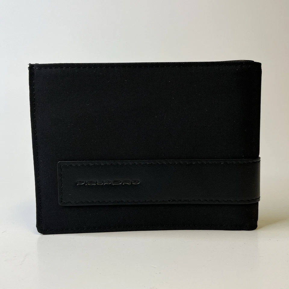 ¡NUEVO CON ETIQUETAS! Cartera Técnica PIQUADRO Negra Nero Nylon Bloqueo RFID - Grande Foto 3 de 4