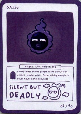 Pokedoodles No Scalp Series - Gassy (Gastly) 07/90 - Set 1 Pokemon Fan Art