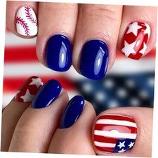 Patriotic Press On Nails for 4th of July - Red White And Blue American Flag 014