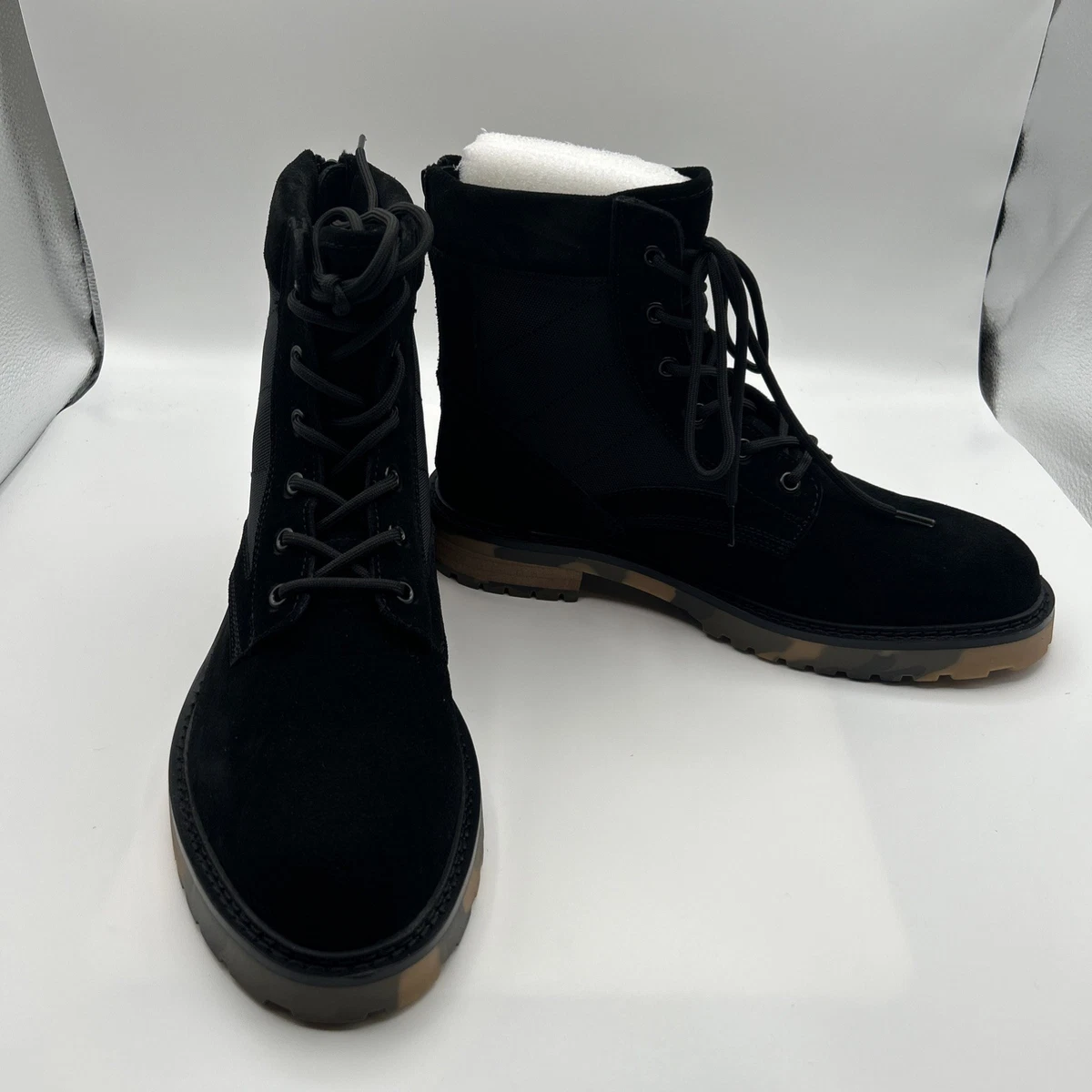 Saint Morta Men\'s Black Lace-Up Tactical Boots with Camouflage Lug Outsole Camouflage Lace Up Black Boots for Men for sale | eBay main image 3