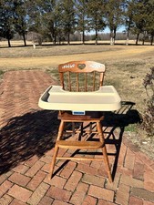 RARE VINTAGE 80s Fisher Price Wood Highchair COUNTRY GOOSE Cottagecore Granny