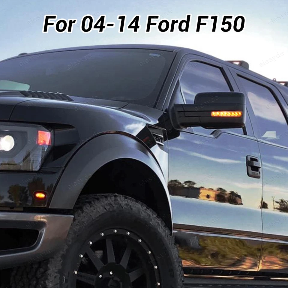 1 par de espejos retrovisores eléctricos térmicos de remolque con señal de giro secuencial para Ford F150 2004-2014 Foto 4 de 4