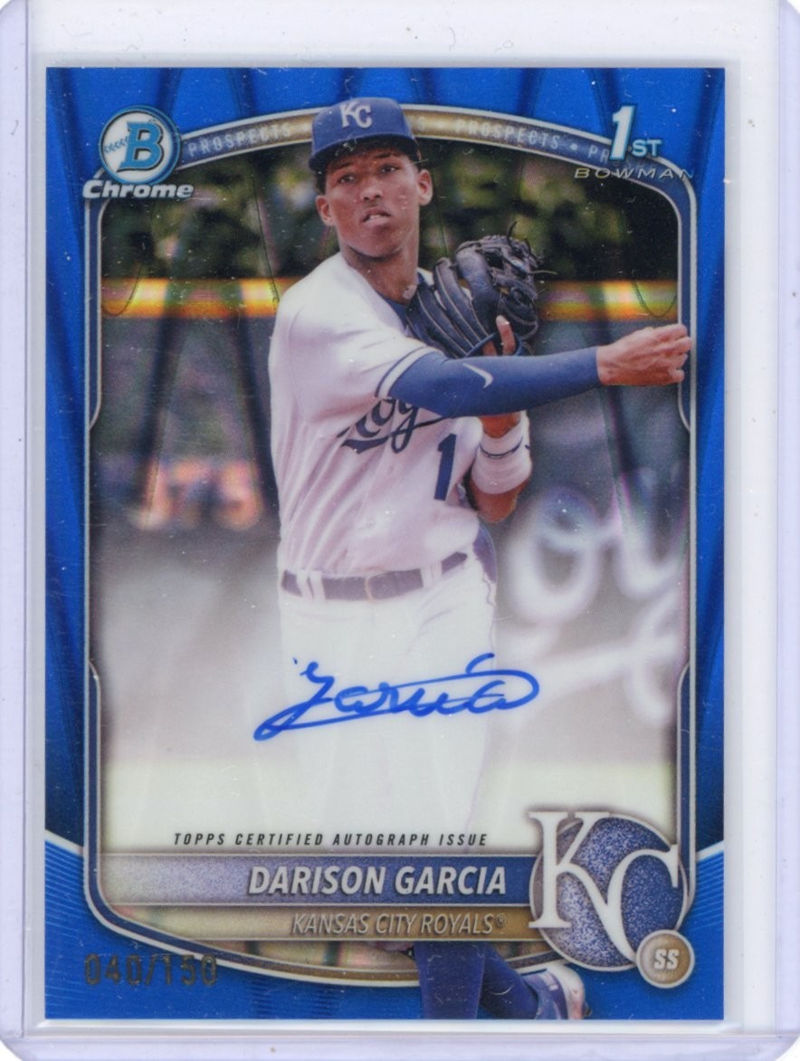 Darison Garcia 2025 Bowman Chrome Blue RayWave Refractor 1st Prospect Auto /150