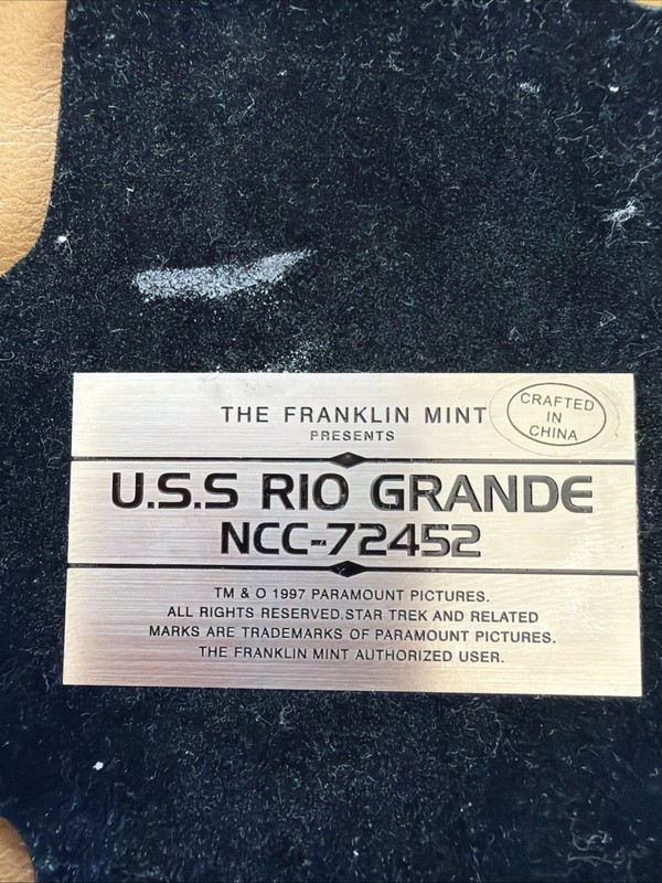 Star Trek USS Rio Grande -Franklin Mint Pewter Model