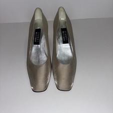 Stuart Weitzman Metallic Square Toe Low Heel Pumps - Size 8