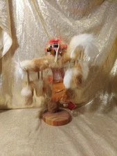 Vintage Kachina Doll Hopi Red Tail Hawk 12" Navajo Signed Spirit Dancer Yazzie