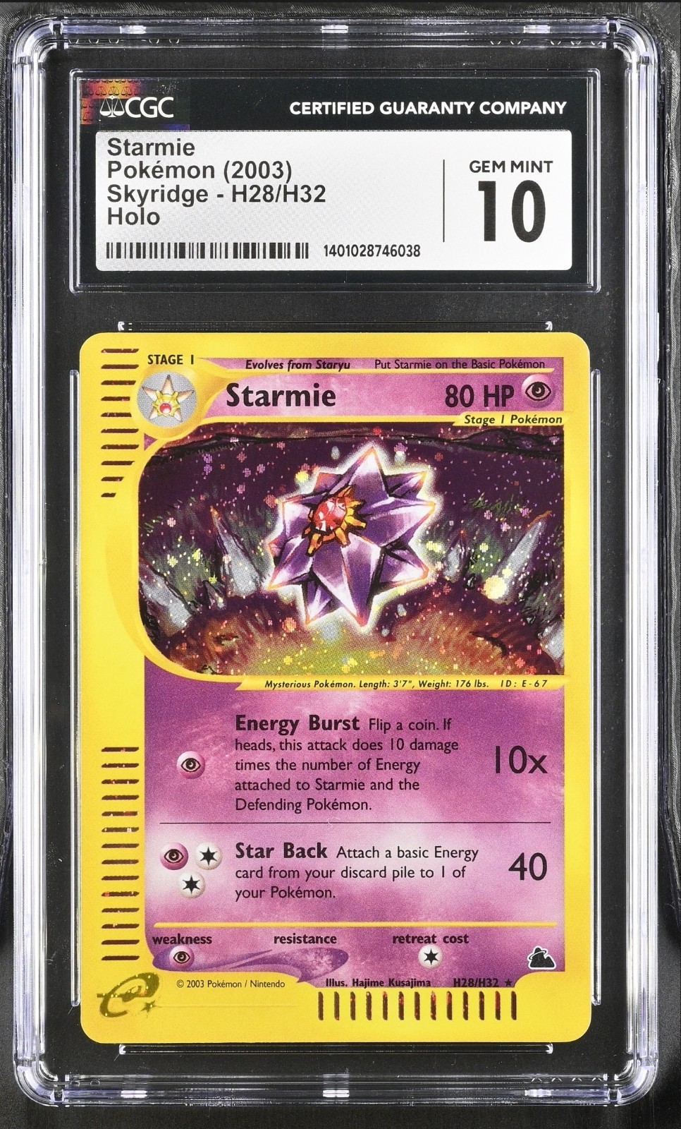 Pokémon Starmie 2003 Skyridge H28/H32 Holo CGC 10