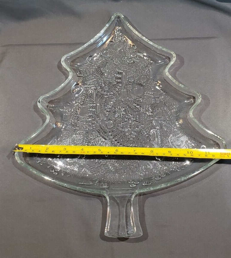 Indiana Glass Christmas Tree Serving Dish Crystal Plate Candy Dish