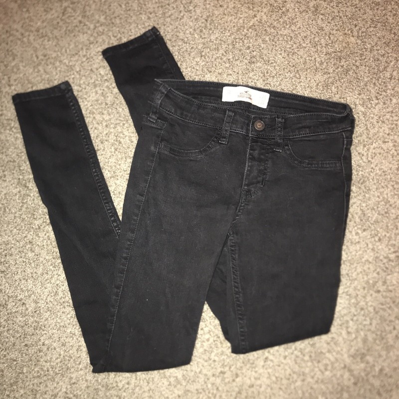 Hollister Juniors Size 3R w26 L31 Black Denim Super Skinny Jegging Jeans