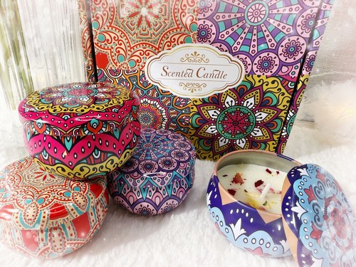 Bohemian 4pcs Scented Candle Boxed Gift Set in Vanilla, Rose, Lavender n Lemon - Picture 2 of 5