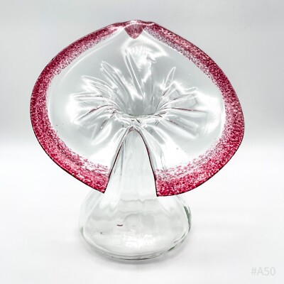 Vintage Jack-in-the-Pulpit Vase, Dekovase, Blumenvase aus Glas - Handarbeit 21cm