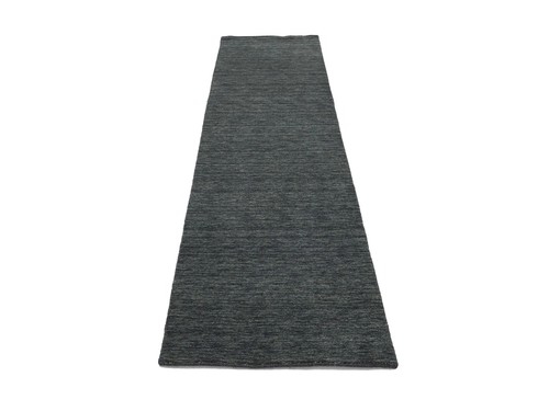 Charcoal Solid Hand-Loomed 3X10 Gabbeh Wool Rug Oriental Home Decor Carpet - Picture 5 of 12